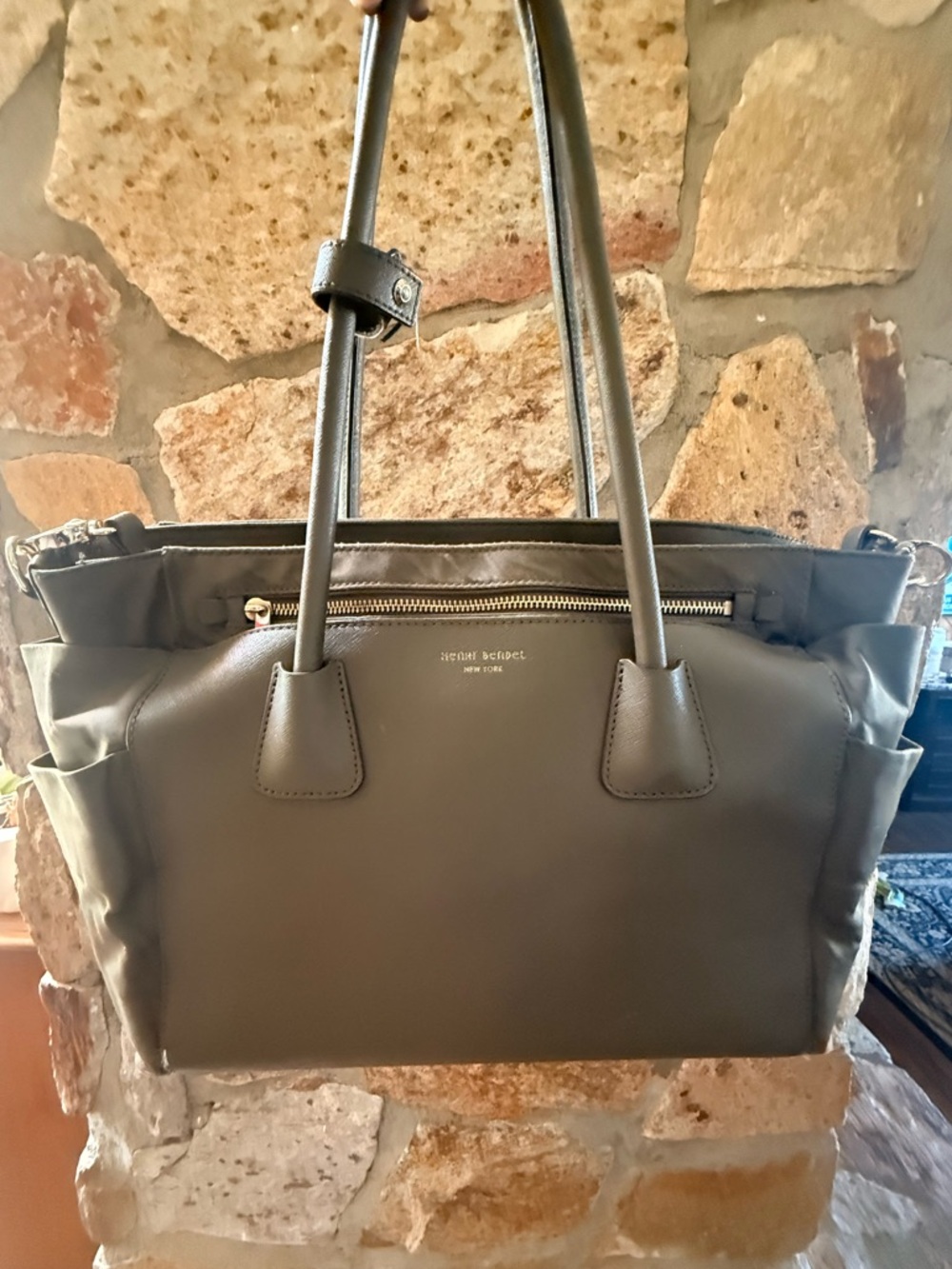 Henri Bendel Olive Green Shoulder Tote Crossbody and or diaper bag - Picture 4 of 12